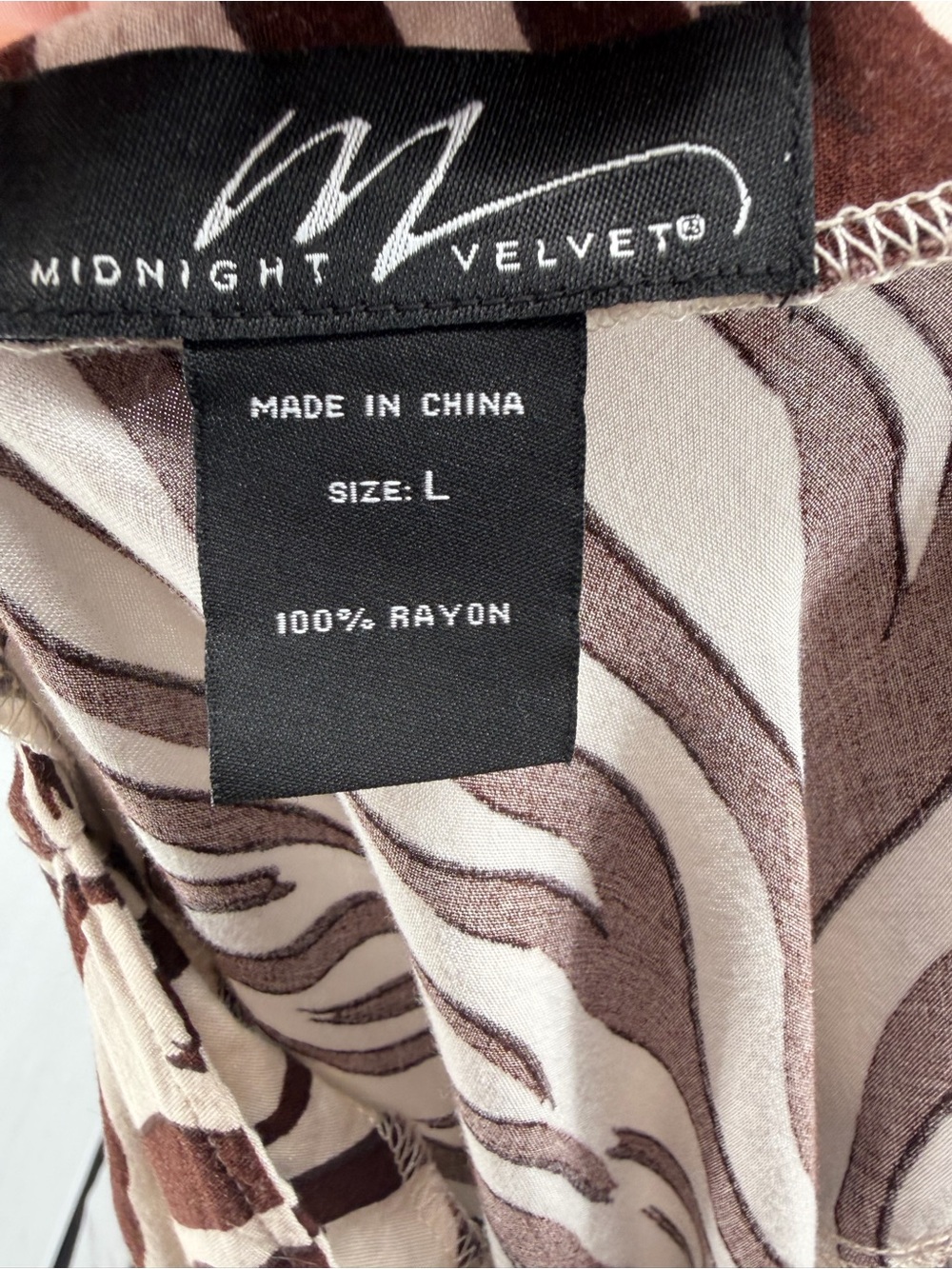 Women's Brown Zebra Print V-Neck Blouse with pockets and ties - Picture 9 of 10